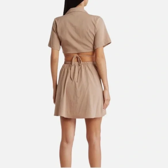 En Saison Beverly Mini Shirt Dress in Khaki Medium NWT Troop Beverly Hil… - Picture 2 of 7